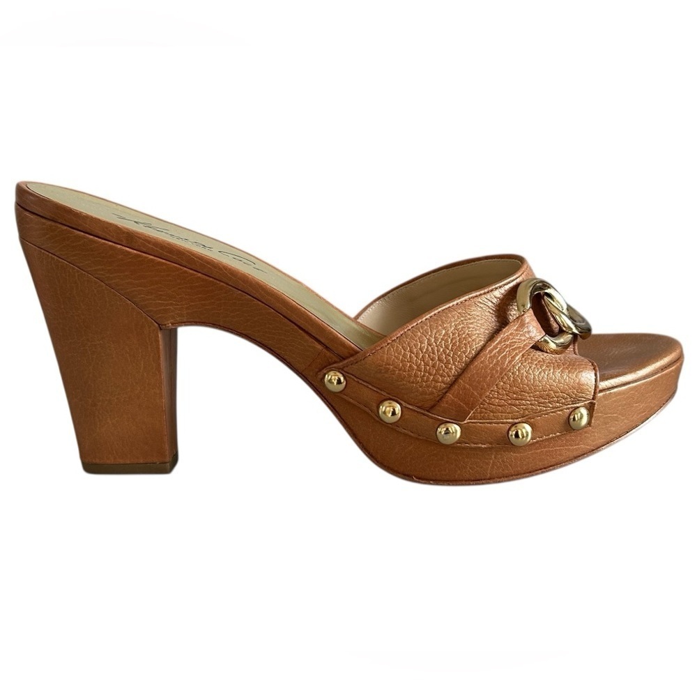 Kenneth Cole New York Heels Camel Color Gold Studded Sz 10